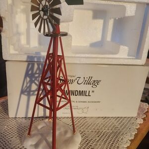Department 56 Red and Silver Windmill Decor